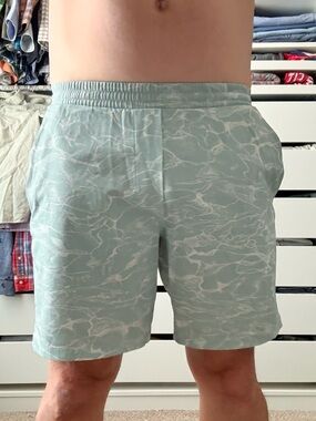 lululemon athletica Mint Marble-Print Drawstring Shorts